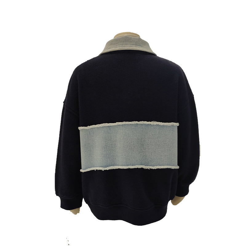 jingdi Boys' waffle shirt collar zipper t-shirt(500 pieces Starting lot)men's sweater polo shirt sobriety