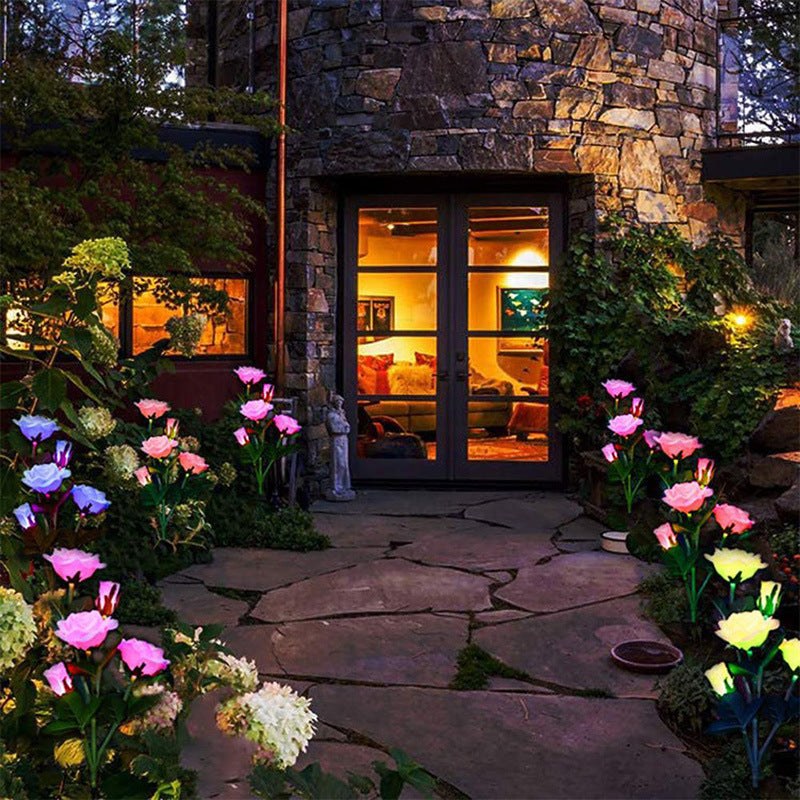yinhendengshi Solar Ground Roses Lamp(100pcs/box)High-quality performance Outdoor waterproof flowers in a variety of colors