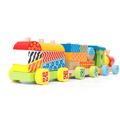 LONGSHENG Three trains  40.5*8*8.5CM assembly  Children's toys Wooden toy